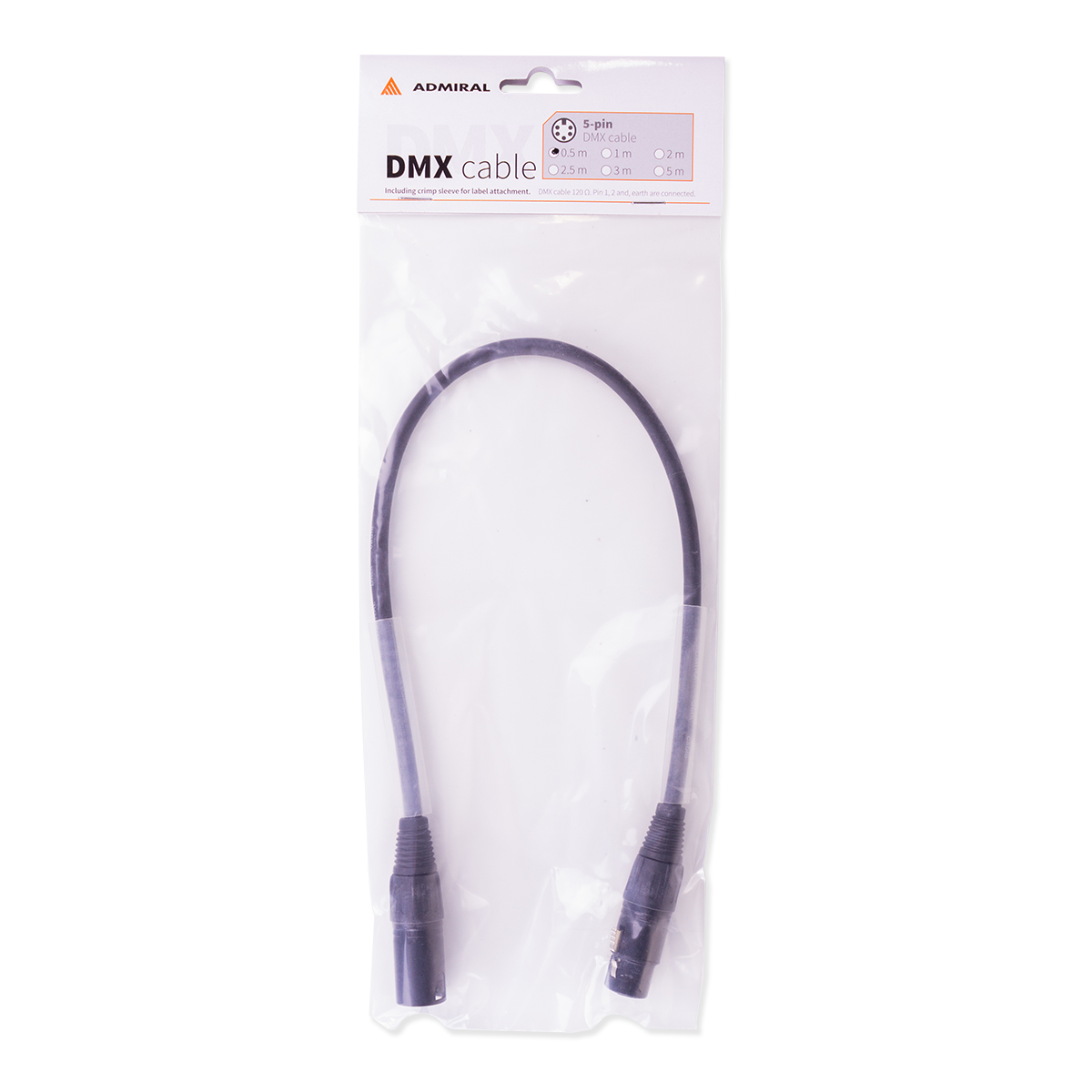 DMX-kabel Admiral, 5-pol 0,5 m - Admiral Staging | Bellalite