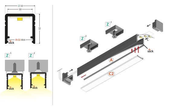 Topmet LED-Profil SMART10 Vit, L=1m - TOPMET | Bellalite Topmet LED-Profil SMART10 Vit, L=1m - TOPMET | Bellalite