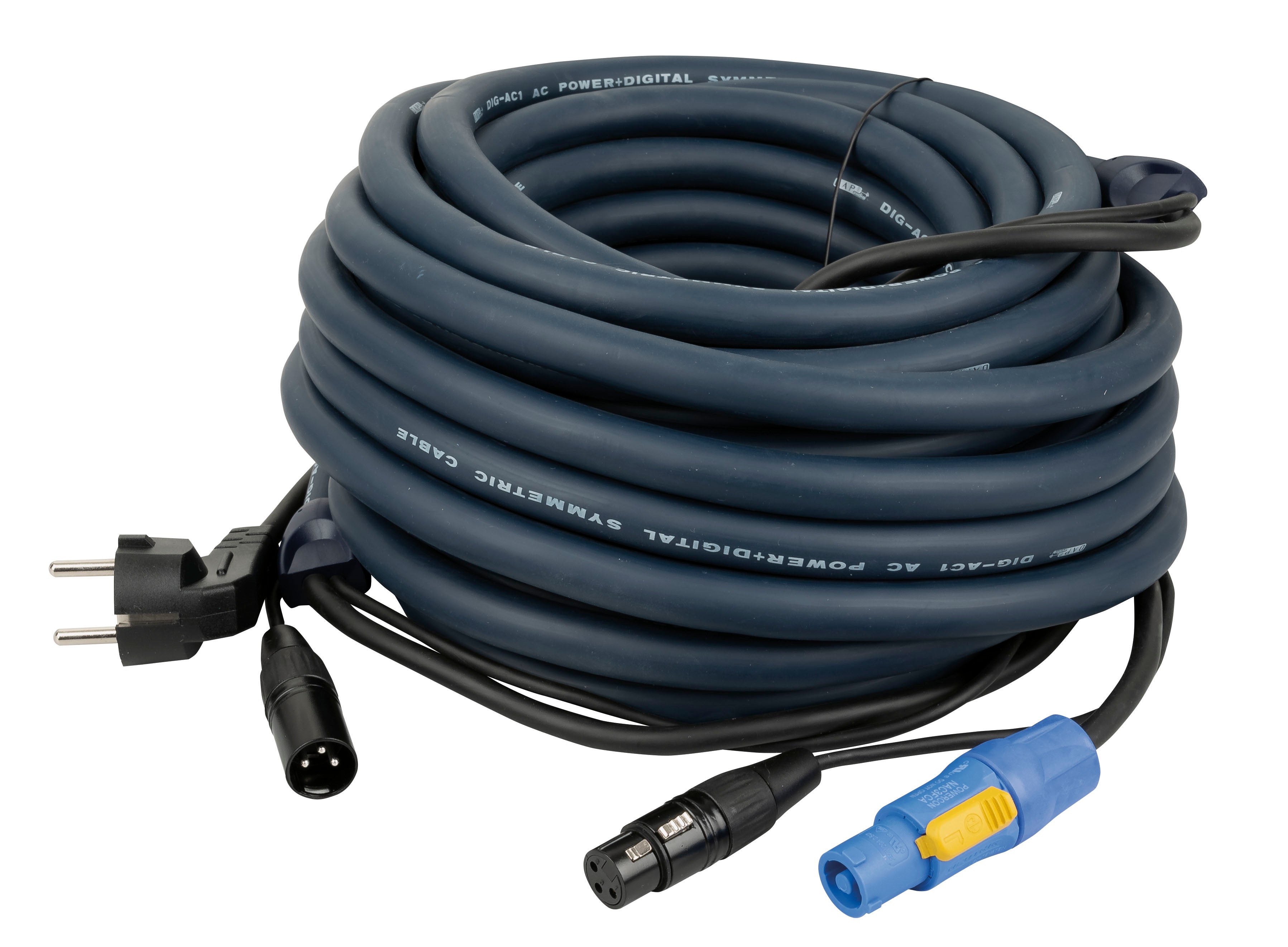 Hybridkabel, Schuko - Powercon / XLR 3-pin 20m - DAP | Bellalite