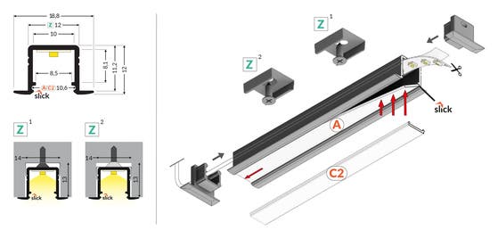 Topmet LED-Profil SMART-IN10 Vit, L=1m - TOPMET | Bellalite Topmet LED-Profil SMART-IN10 Vit, L=1m - TOPMET | Bellalite