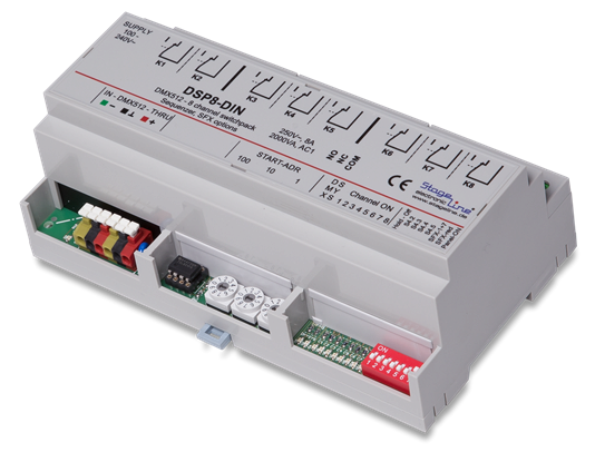 DMX-Relä / Switch DSP8-DIN - Stageline | Bellalite