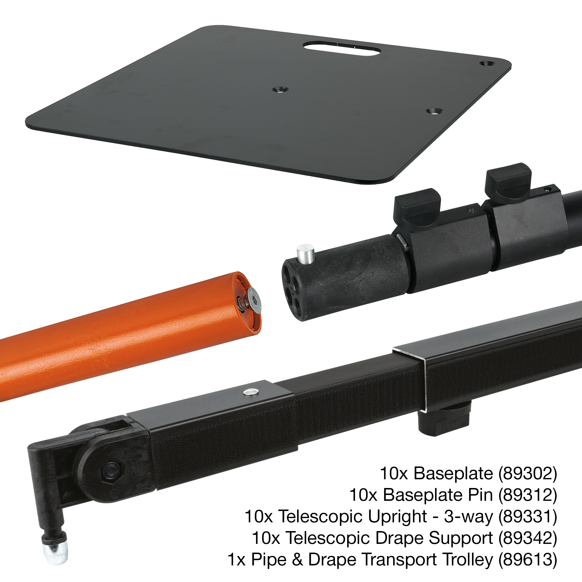 Wentex Pipe & Drape Transport Trolley Full Hardware Set 4m Exklusive tyger - Wentex | Bellalite