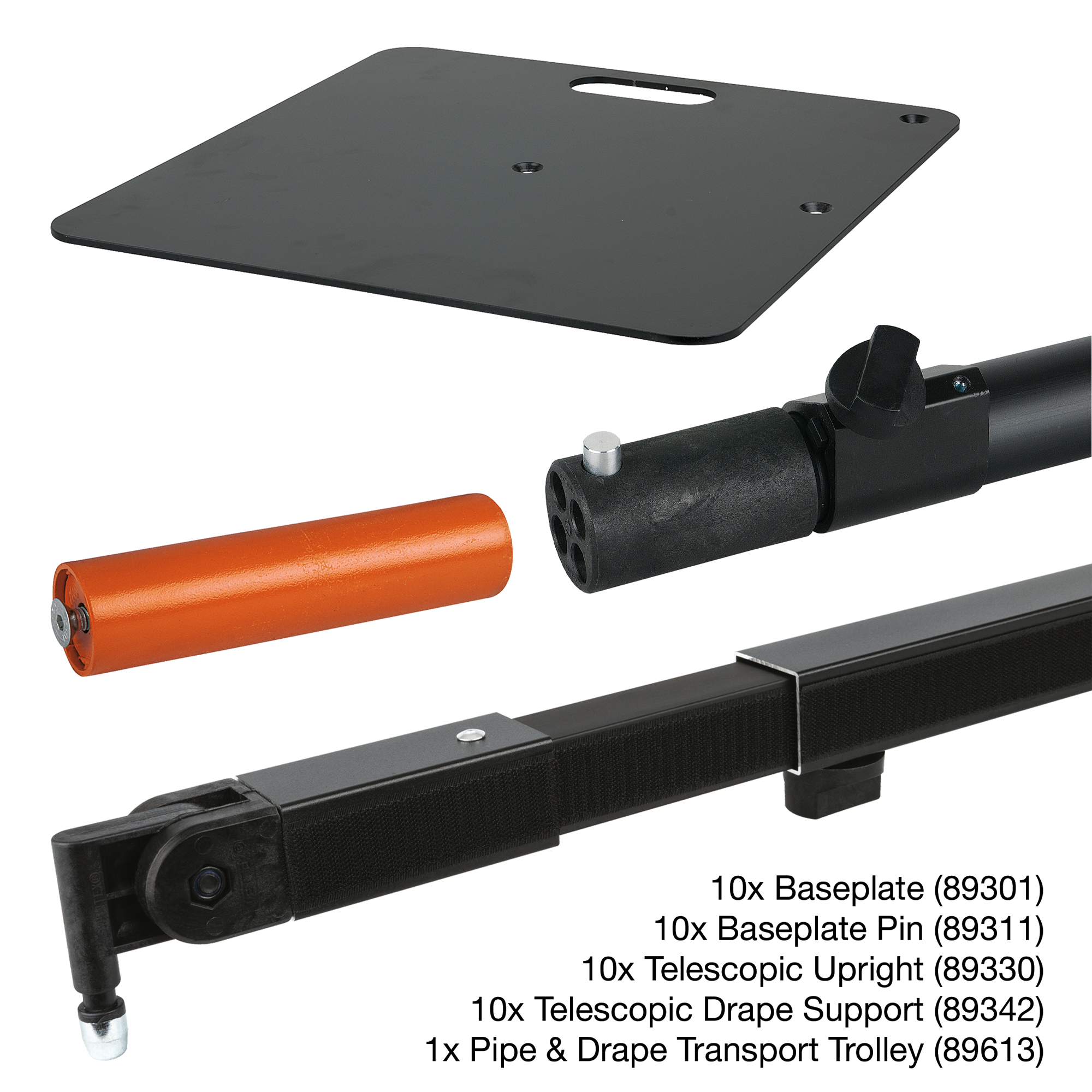 Wentex Pipe & Drape Transport Trolley Full Hardware Set 3m Exklusive tyger - Wentex | Bellalite