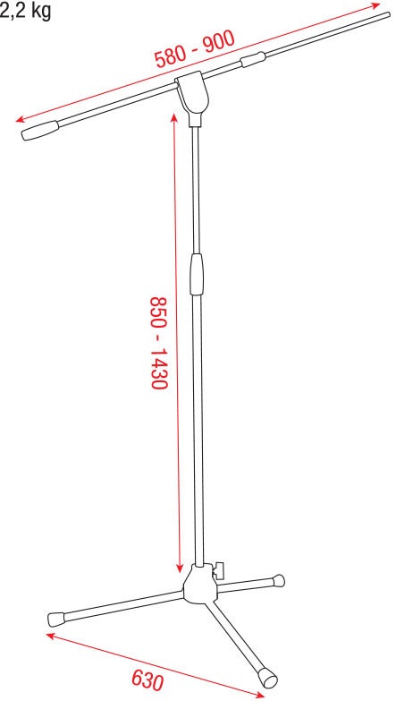 Mikrofonstativ Pro m. Telescopic Boom  - Showgear | Bellalite