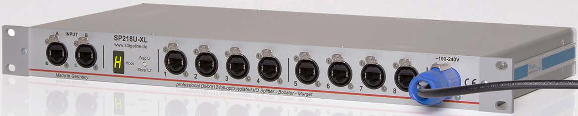 DMX Splitter/Booster SP218U-XL 1 in / 8 ut RJ45 - Stageline | Bellalite DMX Splitter/Booster SP218U-XL 1 in / 8 ut RJ45 - Stageline | Bellalite