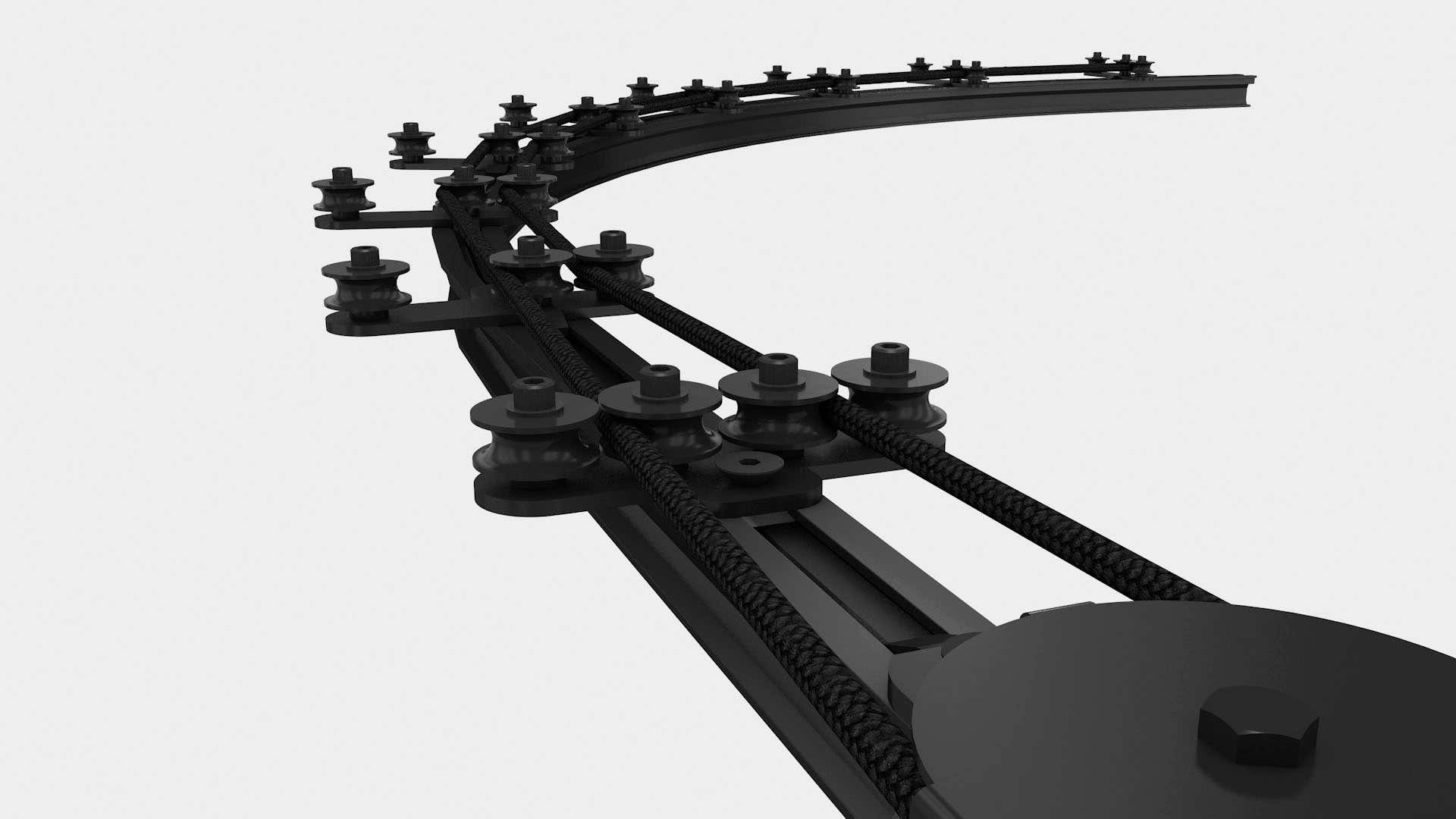 Eurotrack - Rope Guide 3 Wheels Svart - Wentex | Bellalite Eurotrack - Rope Guide 3 Wheels Svart - Wentex | Bellalite