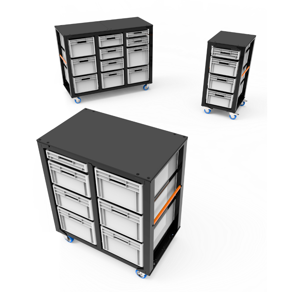 Admiral Storage Cart Set 3 Unit H 112 With Top Lid  - Admiral Staging | Bellalite