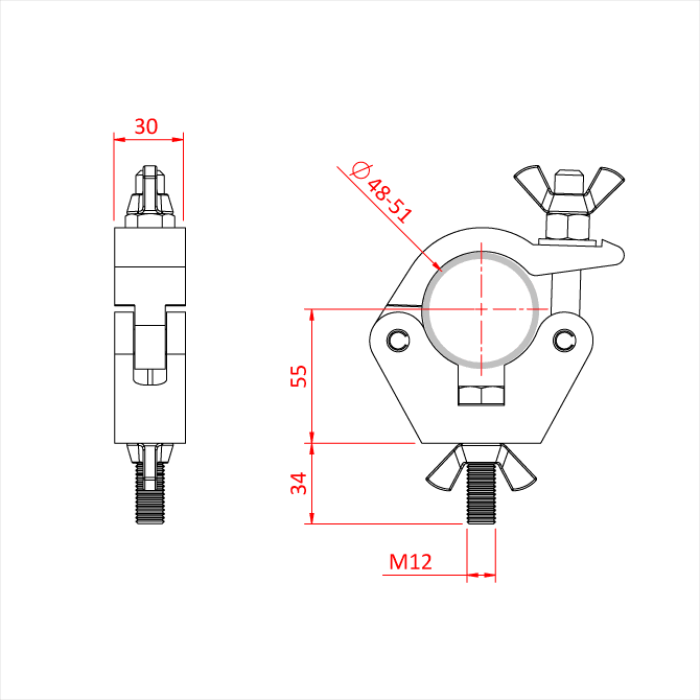 Doughty All Weather Slimline Hook Clamp Svart - Doughty | Bellalite