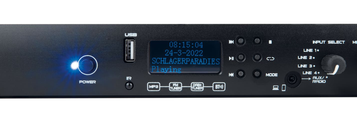 MP-100DBT Professional Media Player with DAB+ - DAP | Bellalite MP-100DBT Professional Media Player with DAB+ - DAP | Bellalite