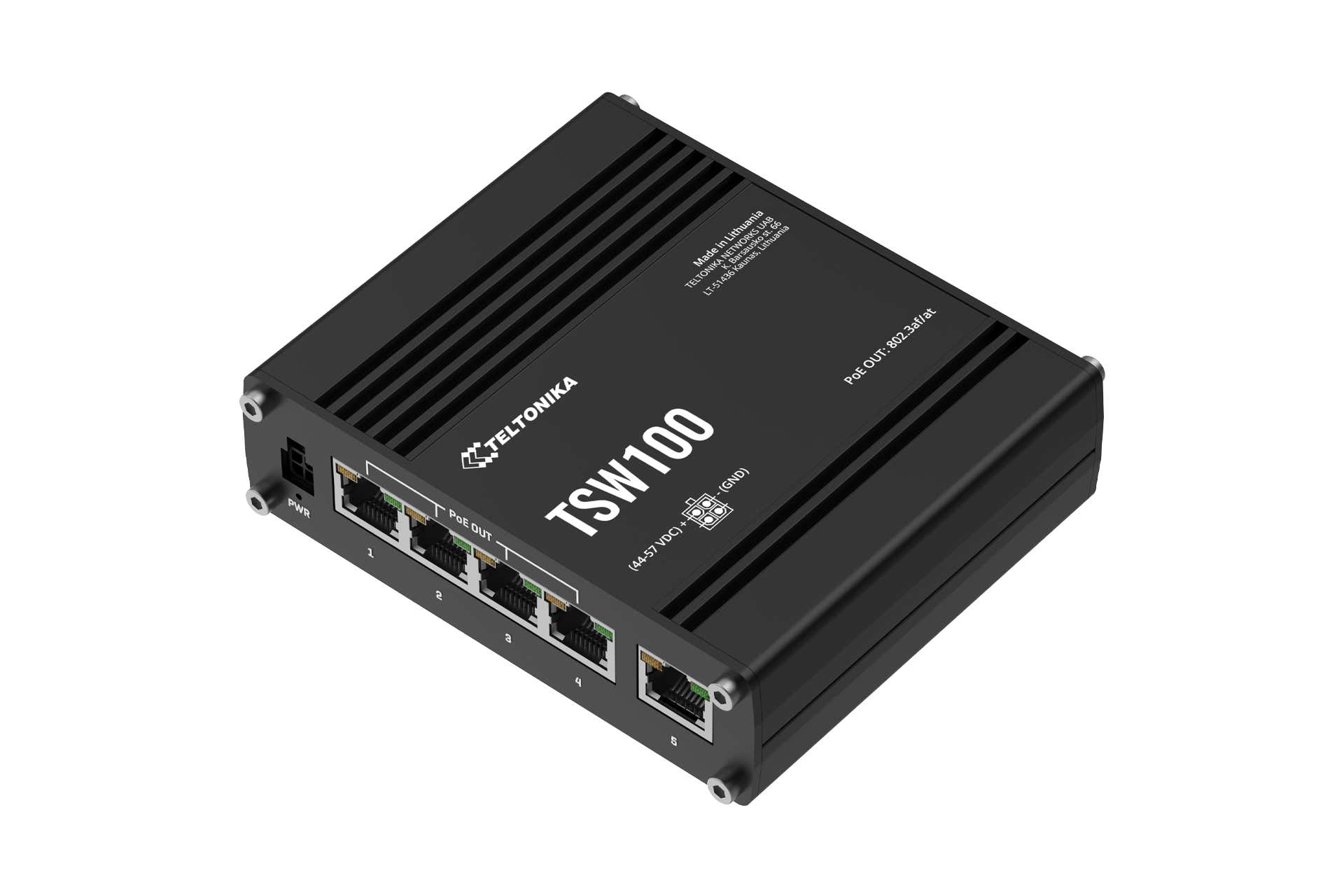 Teltonika TSW100 4-Port PoE+ Switch - Teltonika | Bellalite Teltonika TSW100 4-Port PoE+ Switch - Teltonika | Bellalite