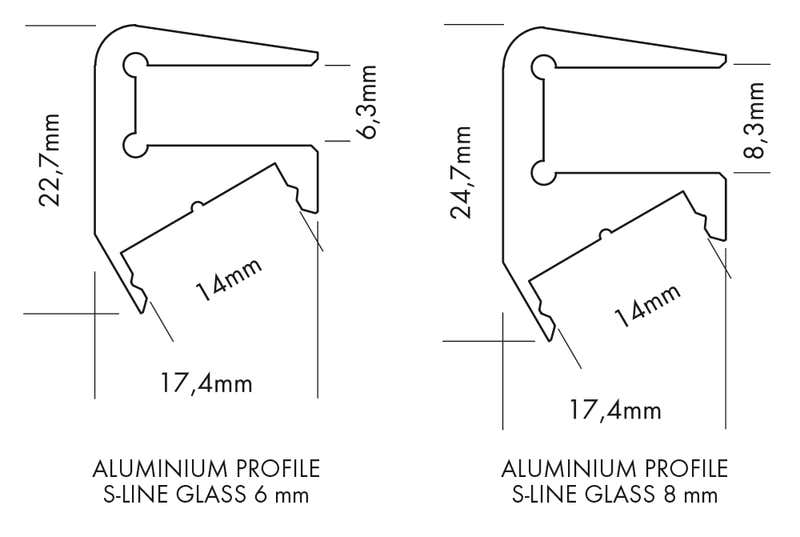 Aluminiumprofil S-Line Glass 6mm, 3m Alu - PROLED | Bellalite Aluminiumprofil S-Line Glass 6mm, 3m Alu - PROLED | Bellalite