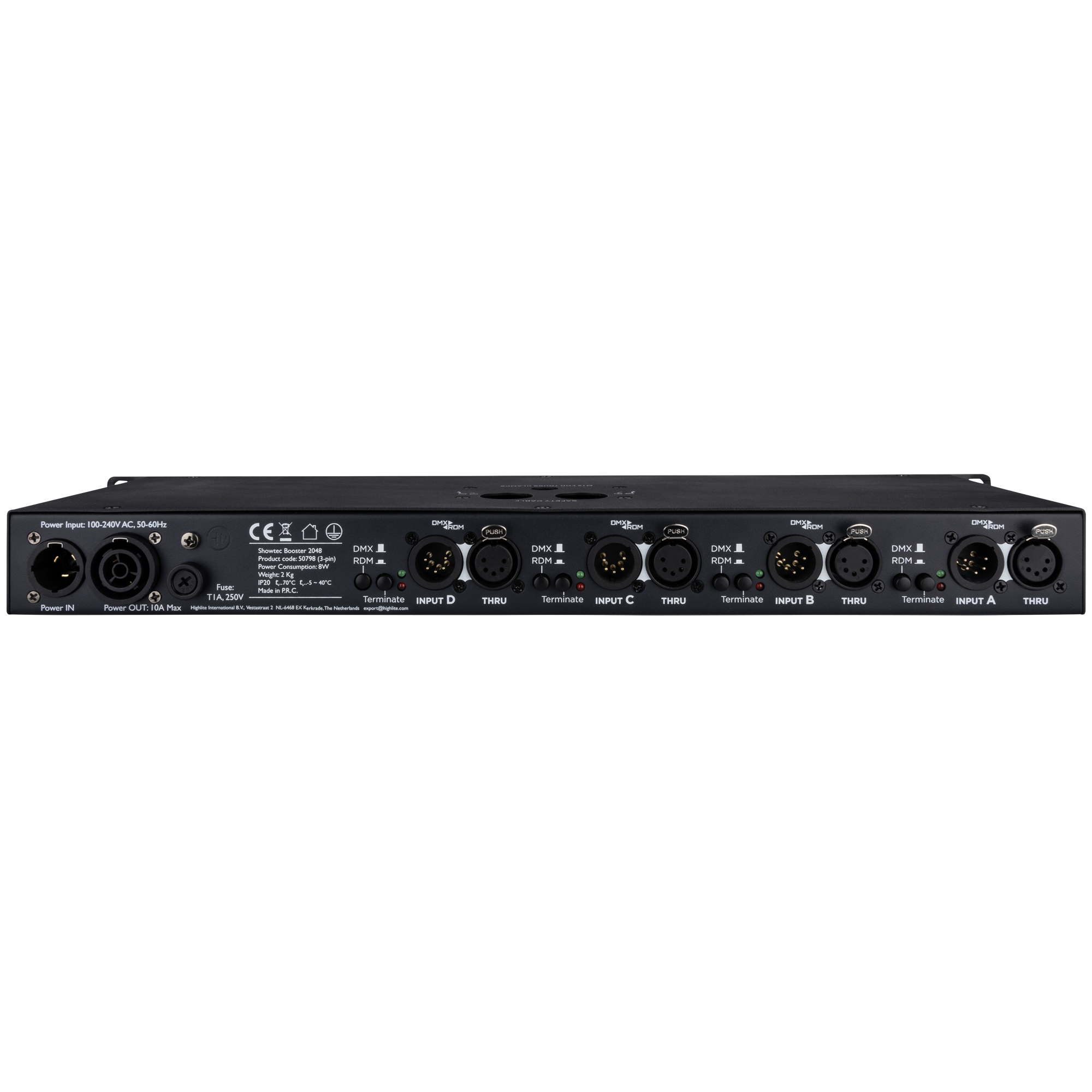 Booster 2048 4 Universe DMX Booster 5-pin XLR - Showtec | Bellalite