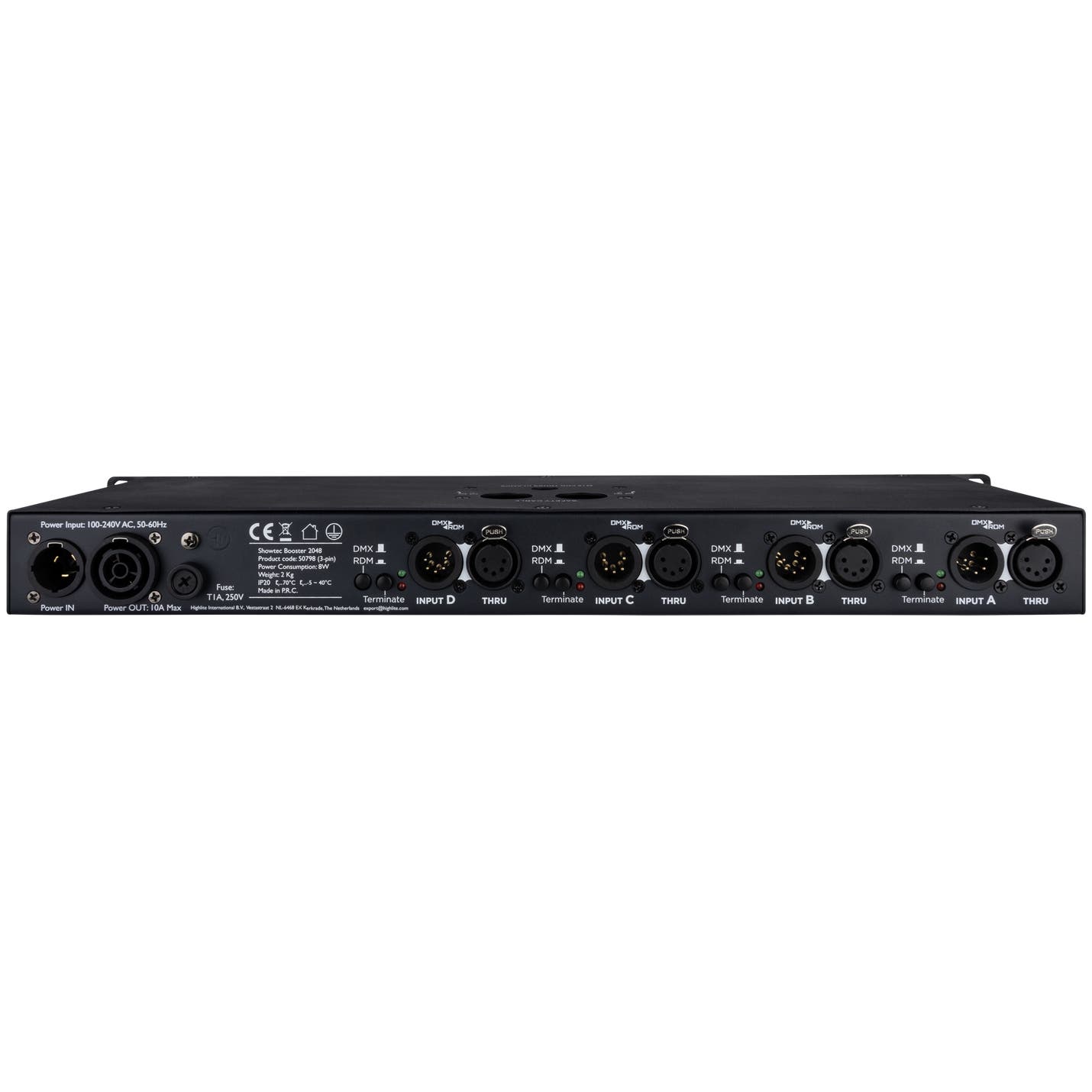 Booster 2048 4 Universe DMX Booster 5-pin XLR - Showtec | Bellalite Booster 2048 4 Universe DMX Booster 5-pin XLR - Showtec | Bellalite