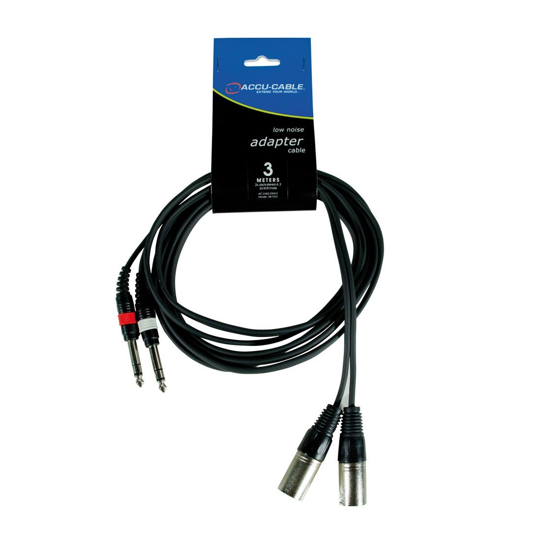 Adapterkabel 2x 6,3mm Stereo - 2x XLR 3-Pin Hane 3m - ADJ | Bellalite