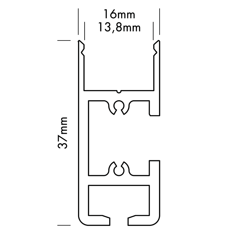 Aluminiumprofil S-Line Gallery, 5m Alu - PROLED | Bellalite