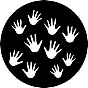 Hands Metallgobo, M-Size (66mm) - Rosco | Bellalite Hands Metallgobo, M-Size (66mm) - Rosco | Bellalite