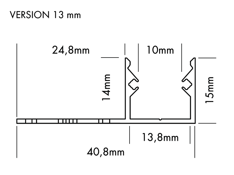 Aluminiumprofil S-Line Tiles 13mm, 2m Svart - PROLED | Bellalite