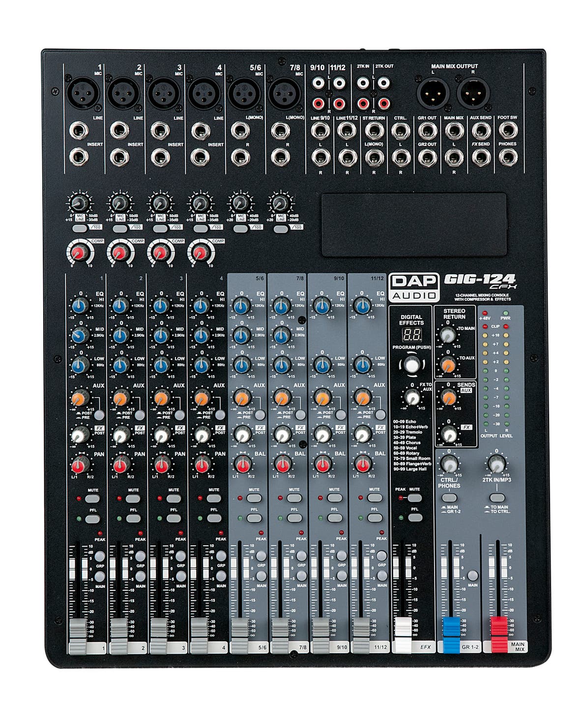 Ljudmixer DAP GIG-124CFX 12 Channel Mixer with dynamics and DSP - DAP | Bellalite Ljudmixer DAP GIG-124CFX 12 Channel Mixer with dynamics and DSP - DAP | Bellalite