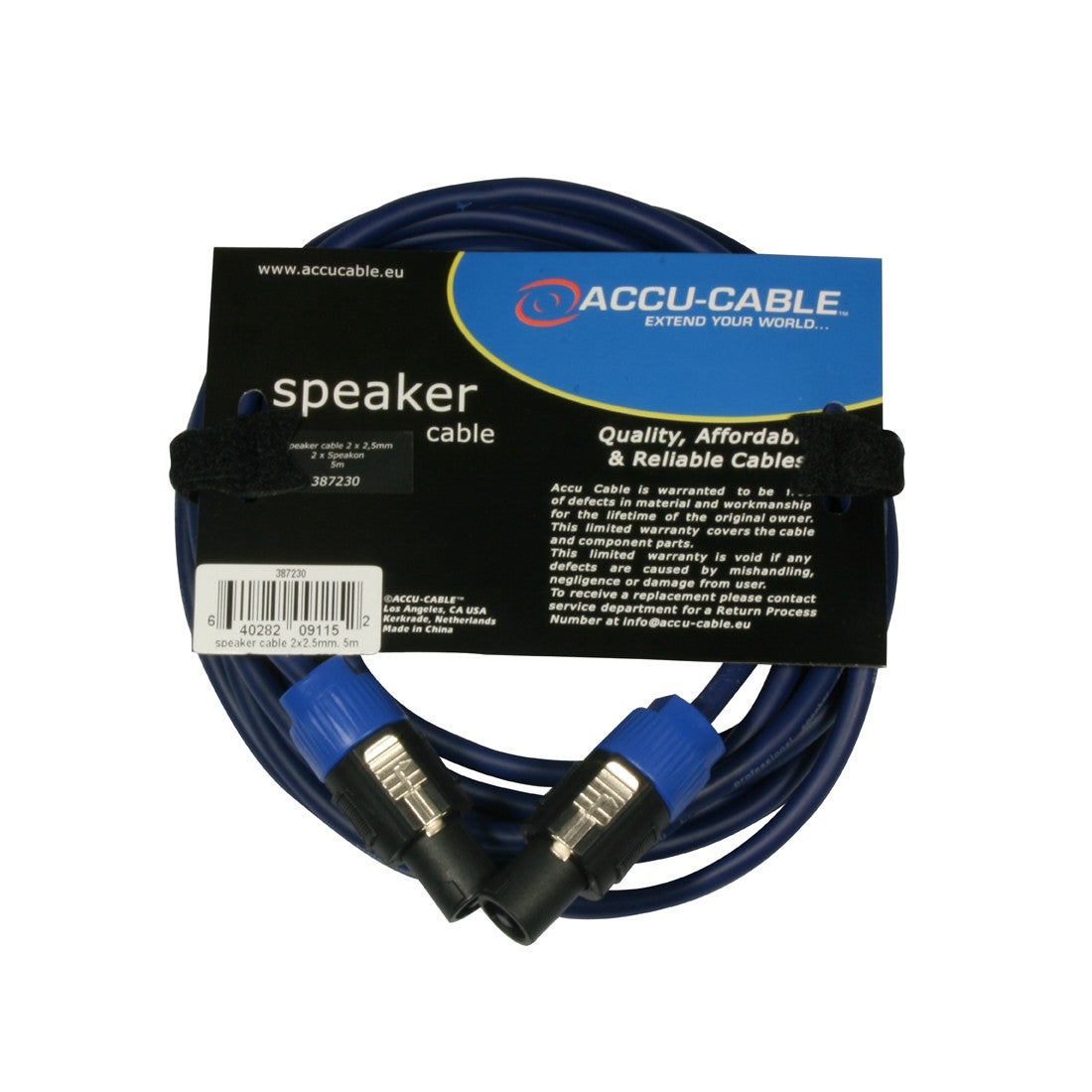 Högtalarkabel Accu-Cable Speaker 2-Pin 2x2,5mm² 5m - ADJ | Bellalite