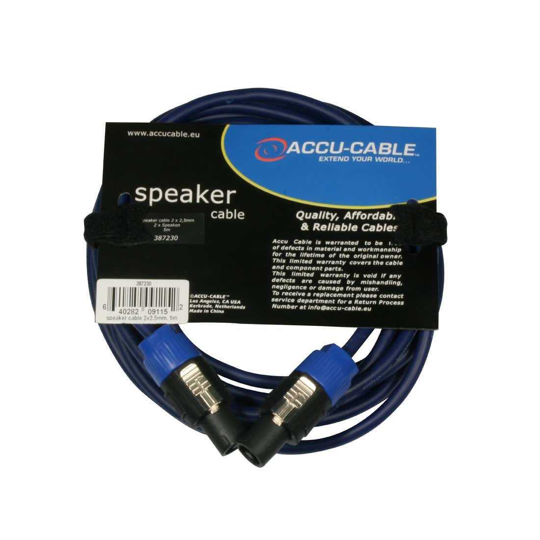 Högtalarkabel Accu-Cable Speaker 2-Pin 2x2,5mm² 5m - ADJ | Bellalite Högtalarkabel Accu-Cable Speaker 2-Pin 2x2,5mm² 5m - ADJ | Bellalite