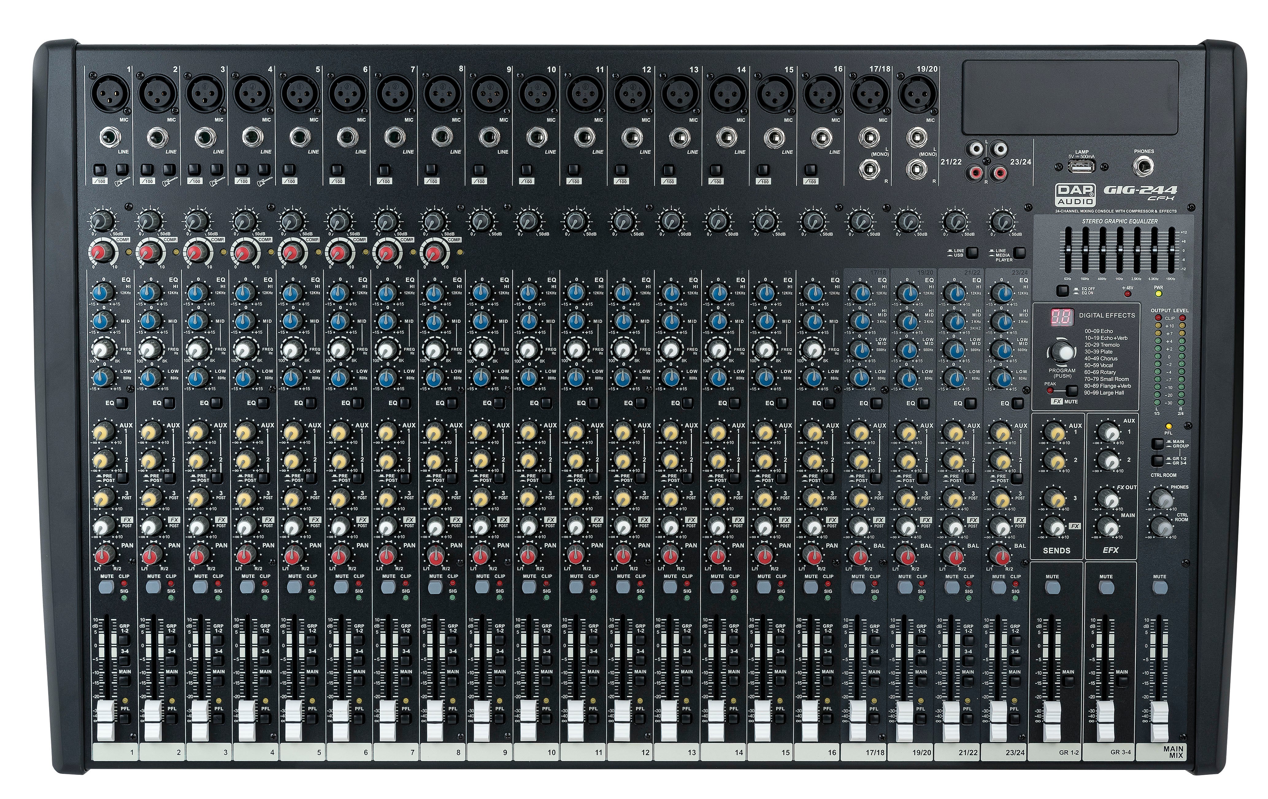 Ljudmixer DAP GIG-244CFX 24 Channel Mixer with dynamics and DSP - DAP | Bellalite