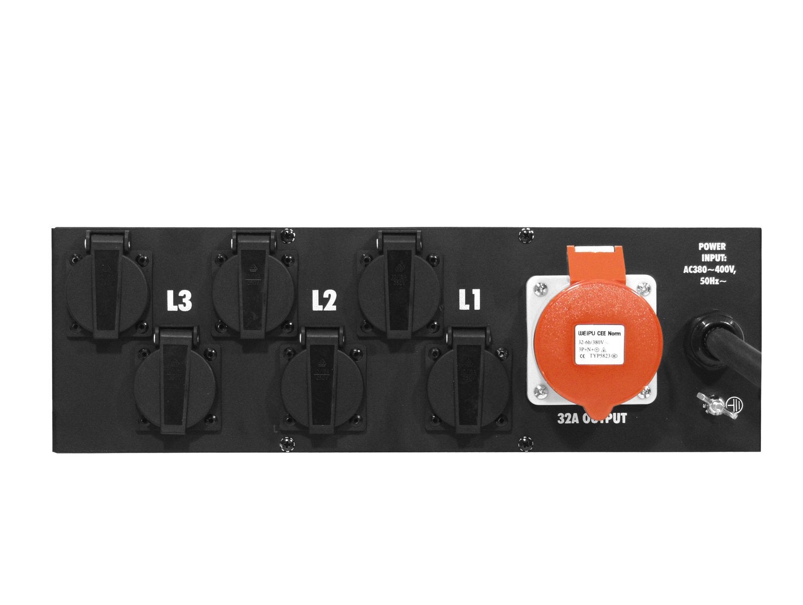 Elcentral SB-1100B Power Distributor 32A 32A 5P IN / 6x Schuko + 2x 16A + 32A UT - Eurolite | Bellalite