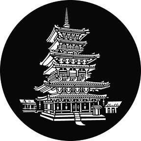Pagoda Metallgobo, M-Size (66mm) - Rosco | Bellalite Pagoda Metallgobo, M-Size (66mm) - Rosco | Bellalite