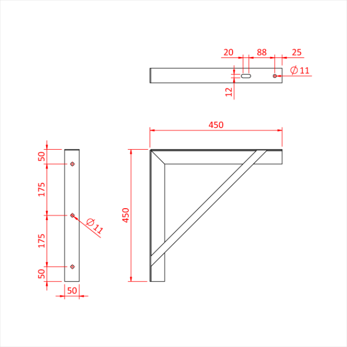 Doughty Wall Bracket (Angle Iron)  - Doughty | Bellalite