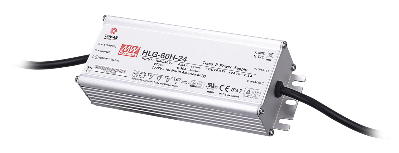 Mean Well HLG-60H-24 PRO 24V 60W IP67  - Mean Well | Bellalite