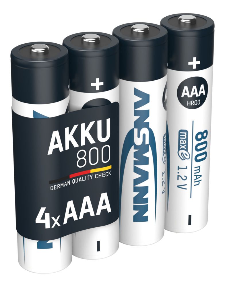 NiMH Rechargeable battery AAA 800mAh maxE  4-pack - Ansmann | Bellalite