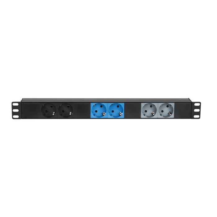 Rackpanel 6x Schuko 3-fas splitter - Showgear | Bellalite