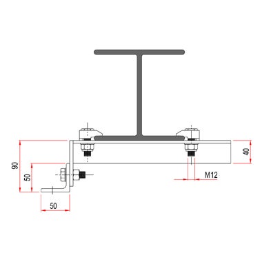 Doughty Girder Clamp With End Bracket 230mm - 300mm  - Doughty | Bellalite