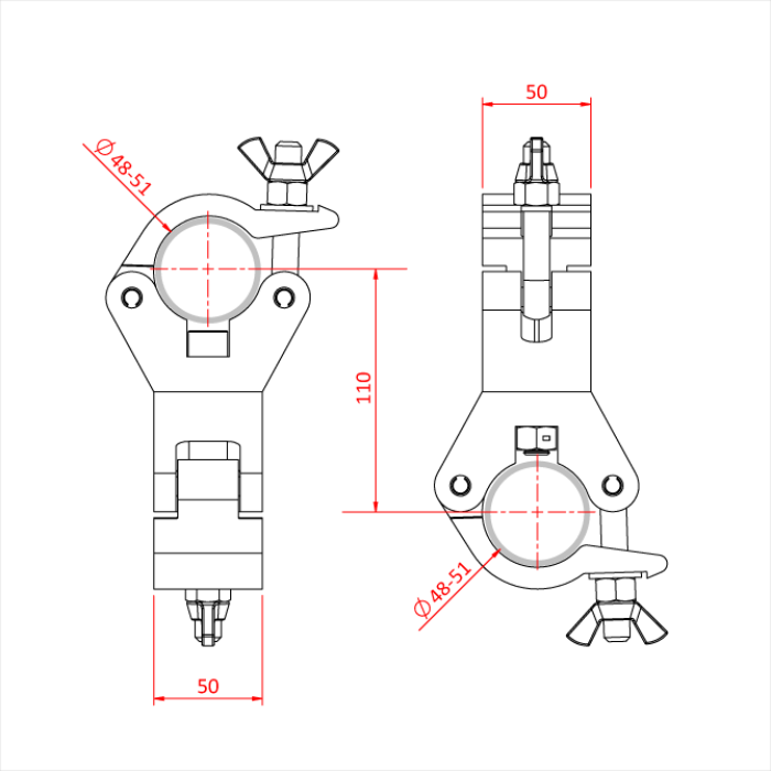 Doughty Clamp Swivel Coupler 48mm - 51mm, Blank - Doughty | Bellalite