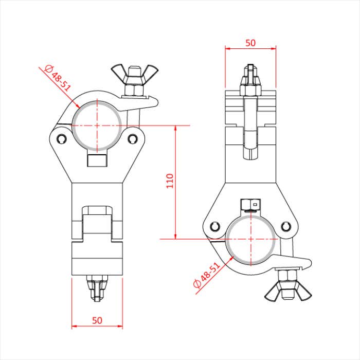 Doughty Clamp Swivel Coupler 48mm - 51mm, Blank - Doughty | Bellalite Doughty Clamp Swivel Coupler 48mm - 51mm, Blank - Doughty | Bellalite