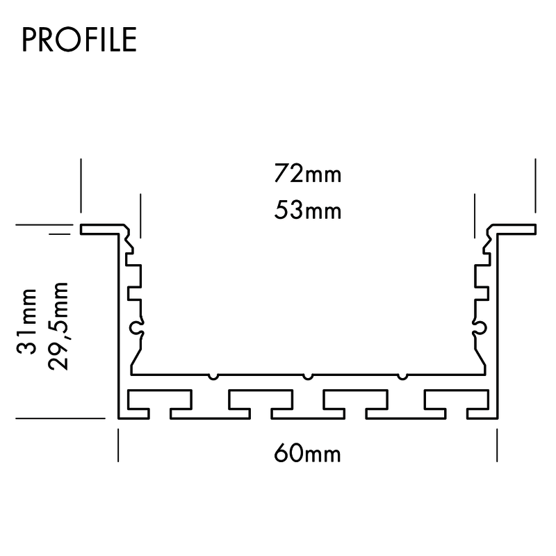 Aluminiumprofil L-Line Rec 24 ST, 3m Vit - PROLED | Bellalite