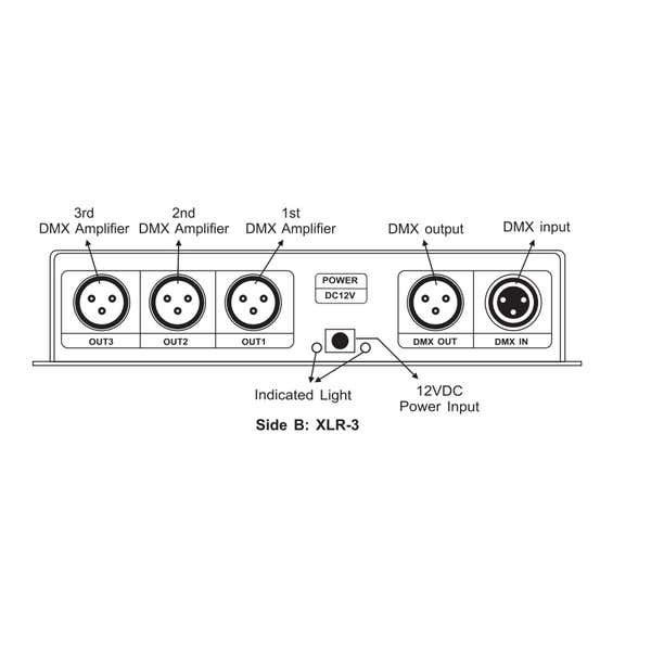 DMX-Split / Signal Amplifier 3CH 1x XLR 3-P + Plint IN / 3x XLR 3-P + Plint UT - LTECH | Bellalite DMX-Split / Signal Amplifier 3CH 1x XLR 3-P + Plint IN / 3x XLR 3-P + Plint UT - LTECH | Bellalite