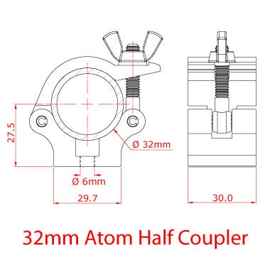 Doughty Atom Hook Clamp m. Bultset 32mm 32mm, Blank - Doughty | Bellalite