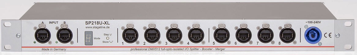 DMX Splitter/Booster SP218U-XL 1 in / 8 ut RJ45 - Stageline | Bellalite