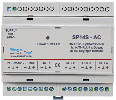 DMX Splitter/Booster SP14S-AC - Stageline | Bellalite