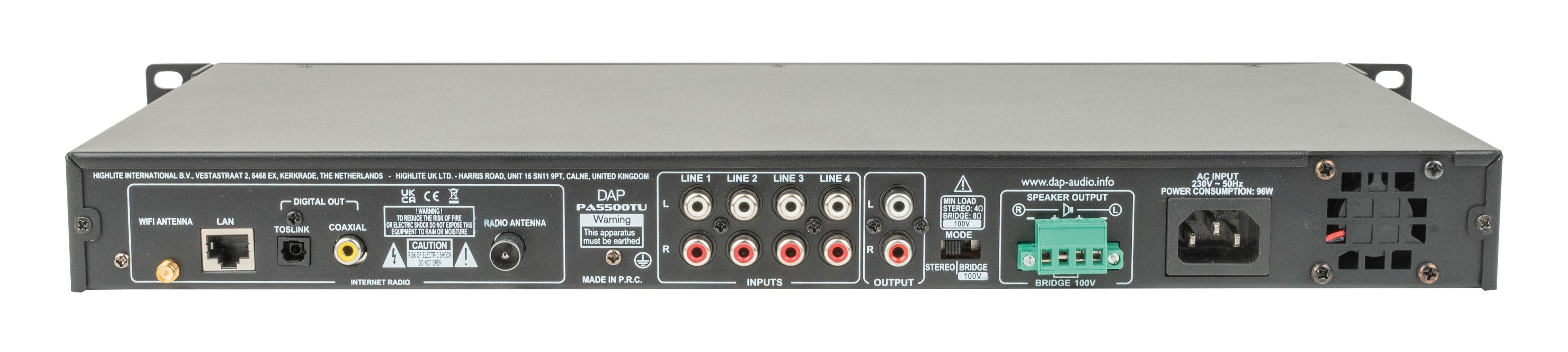 PA-5500TU 500W 100V Amplifier w. Internet Radio  - DAP | Bellalite