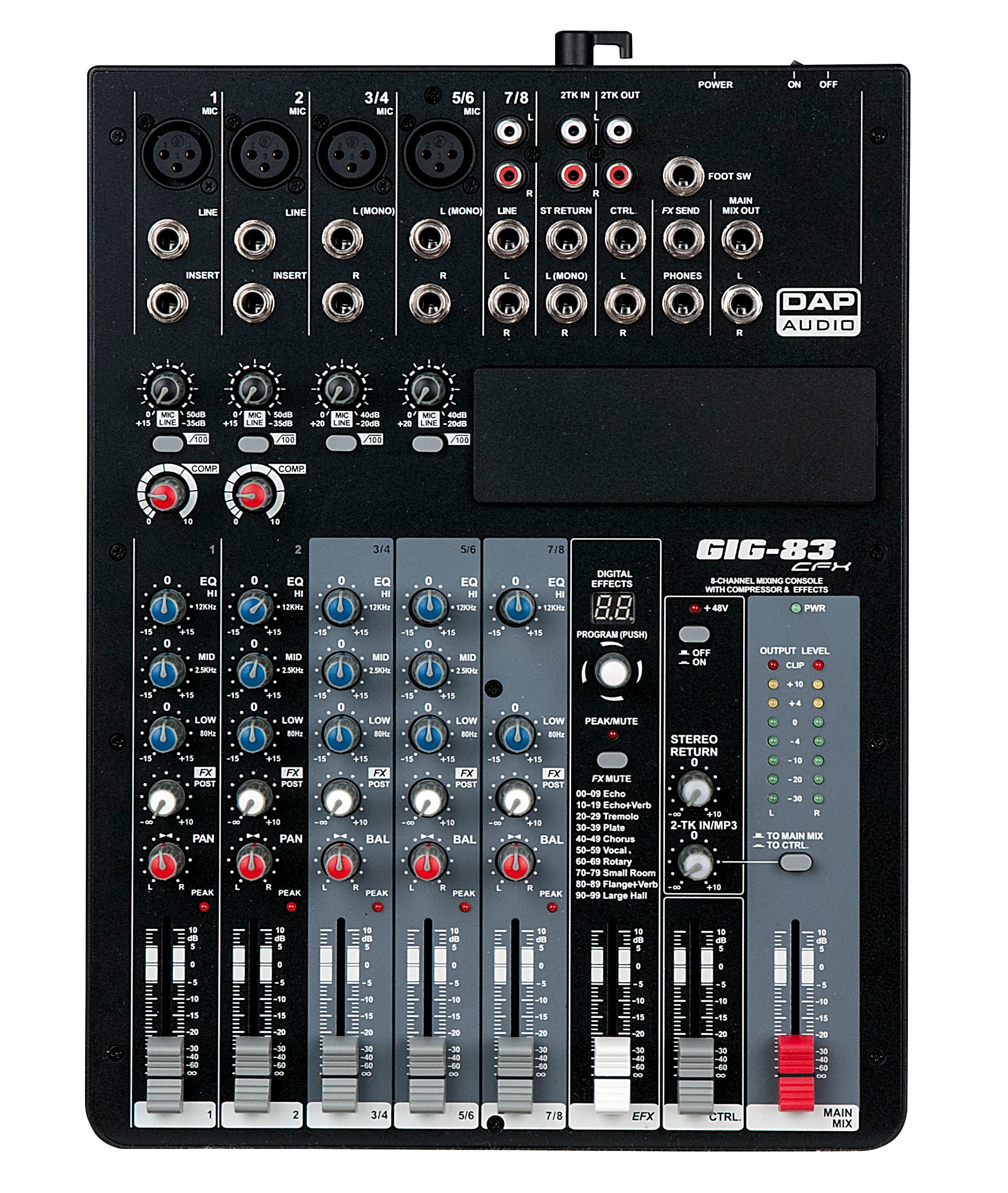 Ljudmixer DAP GIG-83CFX 8 Channel Mixer with dynamics and DSP - DAP | Bellalite