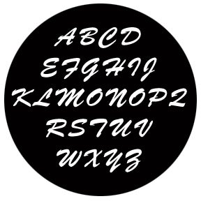 Brush Script Capitals Metallgobo, M-Size (66mm) - Rosco | Bellalite