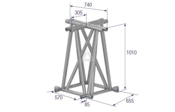 Prolyte 3-kant tross S100F Folding 4-Way Corner - Prolyte | Bellalite