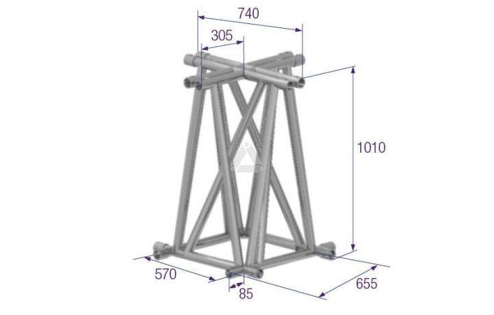 Prolyte 3-kant tross S100F Folding 4-Way Corner - Prolyte | Bellalite Prolyte 3-kant tross S100F Folding 4-Way Corner - Prolyte | Bellalite