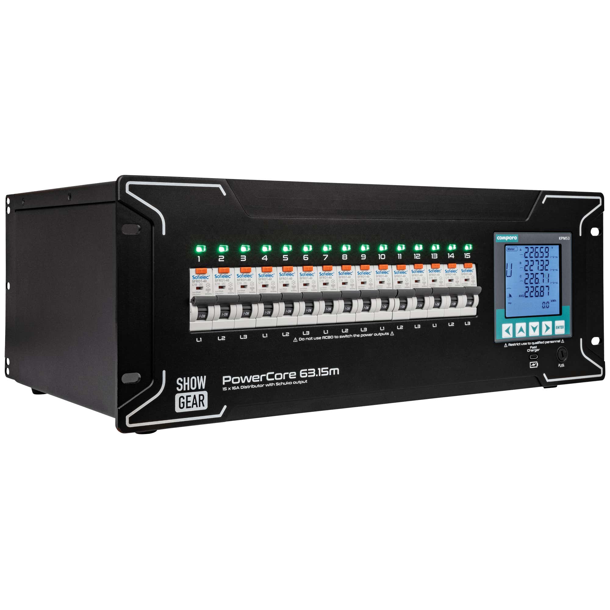PowerCore 63.15m 9x Schuko + 2x 16-Pin Multi - Showgear | Bellalite PowerCore 63.15m 9x Schuko + 2x 16-Pin Multi - Showgear | Bellalite