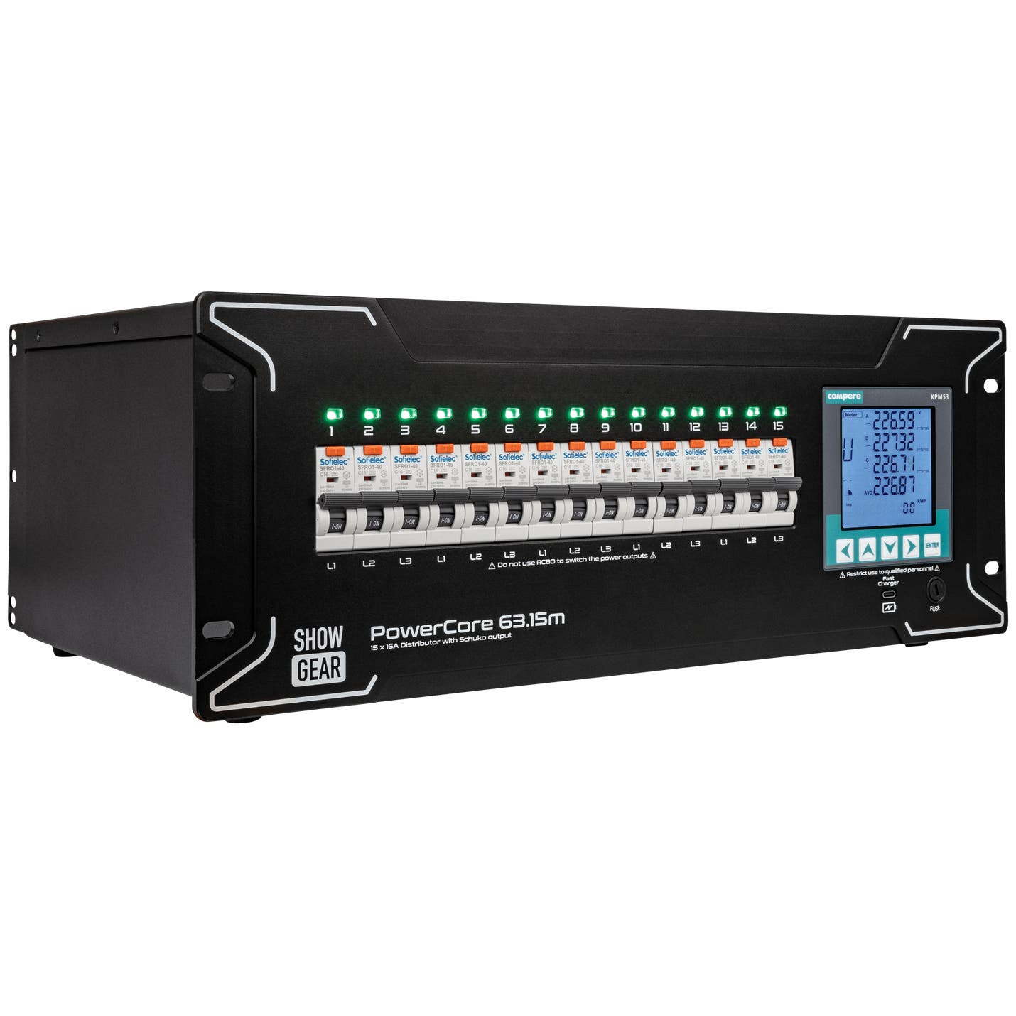 PowerCore 63.15m 9x Schuko + 2x 16-Pin Multi - Showgear | Bellalite PowerCore 63.15m 9x Schuko + 2x 16-Pin Multi - Showgear | Bellalite