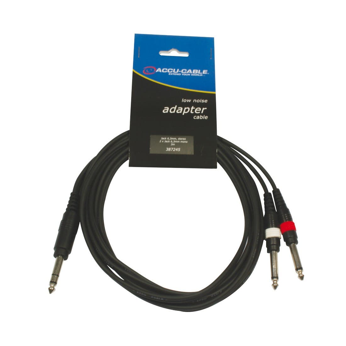 Adapterkabel 1x 6,3mm Stereo - 2x 6,3mm Mono 3m - ADJ | Bellalite Adapterkabel 1x 6,3mm Stereo - 2x 6,3mm Mono 3m - ADJ | Bellalite