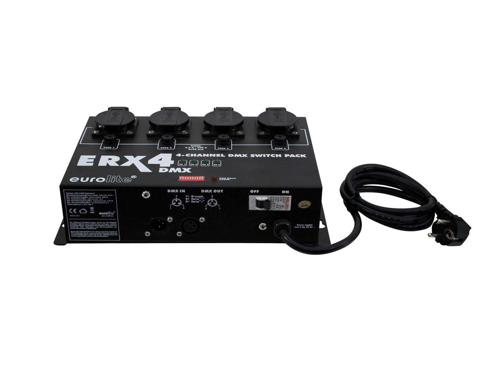 Switchpack ERX-4 DMX 4x5A Schuko - Eurolite | Bellalite Switchpack ERX-4 DMX 4x5A Schuko - Eurolite | Bellalite