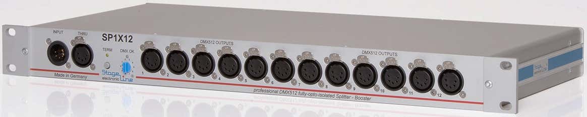 DMX Splitter/Booster SP1X12 1 in / 12 ut 5-pol XLR - Stageline | Bellalite DMX Splitter/Booster SP1X12 1 in / 12 ut 5-pol XLR - Stageline | Bellalite