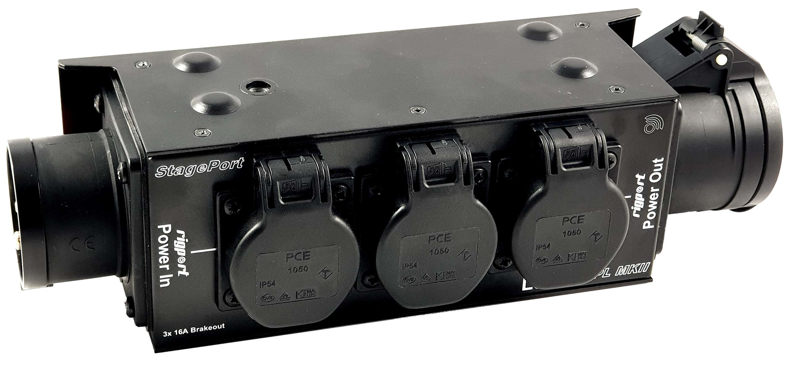 StagePort RPL16S-MKII CEE16 5P IN / 3x Schuko + CEE16 UT - Rigport | Bellalite StagePort RPL16S-MKII CEE16 5P IN / 3x Schuko + CEE16 UT - Rigport | Bellalite